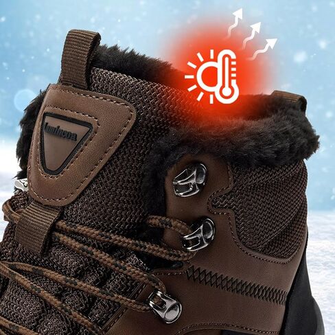 Mens Snow Boots Anti-Slip Winter Boot Fur Lined Hiking Boots Water Resistant Outdoor Warm Comfort Camping Backpacking Shoes in Kuwait