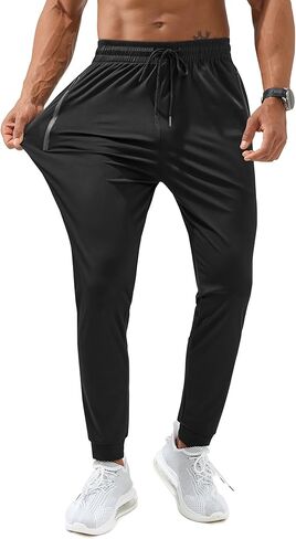 بنطال رياضي رجالي بجيوب بسحاب - بنطال رياضي خفيف الوزن للتمرين والجري وصالة الألعاب الرياضية والمسارات والملابس الكاجوال in Kuwait