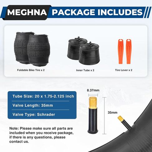 إطار دراجة أطفال MEGHNA مقاس 20 بوصة قابل للطي مقاس 20 × 1.95 بوصة 50-406 مم مضاد للانزلاق قابل للطي بديل عادي لدراجة الأطفال دراجة قابلة للطي دراجة المدينة in Kuwait