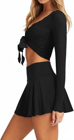 Womens Tie Front Wrap Tops Long Sleeve Bolero Shrugs Cropped Shirts Yoga Ballet Cover Up Top Pilates Workout Outfits in Kuwait