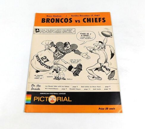 1967 Kansas City Chiefs at Denver Broncos AFL Football Program 12-17-67 - NFL Programs in Saudi Arabia