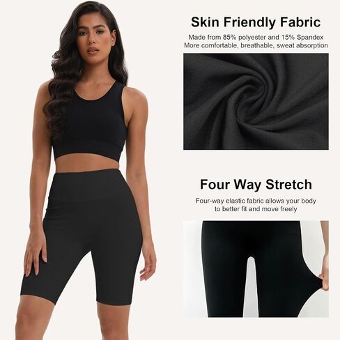 Womens Biker Shorts - High Waisted Tummy Control Seamless Fitness Workout Soft Yoga Gym Shorts in Saudi Arabia