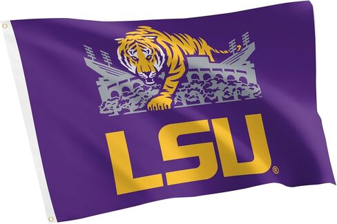Desert Cactus LSU 100% Polyester Indoor Outdoor 3x5 feet Banner Tigers Geaux Louisiana State University (Flag K) in Saudi Arabia