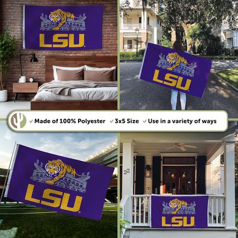 Desert Cactus LSU 100% Polyester Indoor Outdoor 3x5 feet Banner Tigers Geaux Louisiana State University (Flag K) in Saudi Arabia