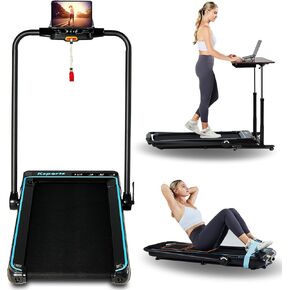 وسادة المشي Ksports وجهاز المشي القابل للطي - 2.5 حصان، سجادة الجلوس، تطبيق بلوتوث، عجلات محمولة | منحدر، مكتب، شاشات عرض مزدوجة، سعة 308 رطلاً و265 رطلاً in Kuwait