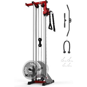 Cable Station Wall Mounted, 18 Height Pulley Tower, LAT Pull-Down Machine with Adjustable Dual Pulley System, High and Low Cable Crossover Machine with LAT Row LAT Tower for Home Gym in Saudi Arabia