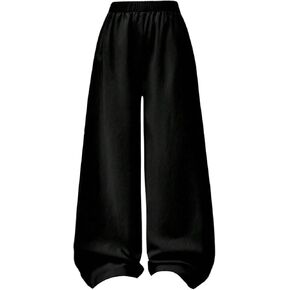 Verdusa Girl's Linen Pants Baggy Athletic Wide Leg Track Pants Workout Loose Long Trousers in Saudi Arabia
