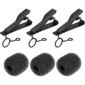 6Pcs Lapel Microphone Clips Replacement Kit, 3Pcs Lapel Mic Windscreen Foam Covers and 3Pcs Lavalier Microphone Clips in Kuwait