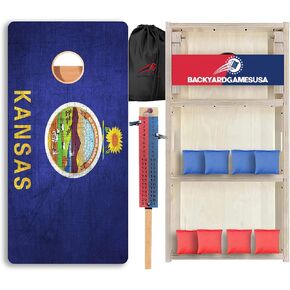 مجموعة لوحات CornholeGamesUSA Pro Cornhole | صنع في الولايات المتحدة الأمريكية | 3/4 خشب البتولا البلطيقي | لا ترتد | أرجل ثلاثية سميكة | دعامتان ومقابض، مجموعة تنظيم البطولة 2 × 4 مع برج النقاط وأكياس ثقب الذرة in Saudi Arabia
