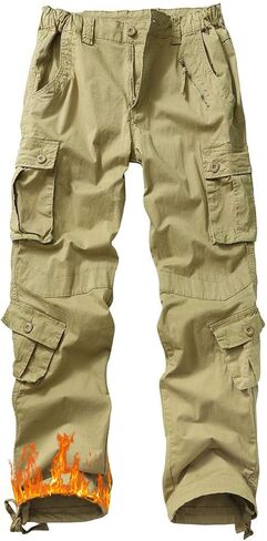Women's Fleece Lined Cargo Pants Winter Thermal Camo Casual Pants Stretch Insulated Work Pants No Belt in Saudi Arabia