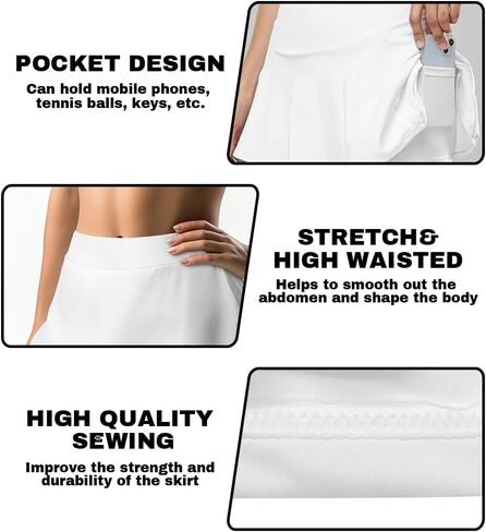 Womens Summer Tennis Skirts with Shorts Underneath Pickleball, Athletic, Workout and Golf Skorts with Pockets in Saudi Arabia