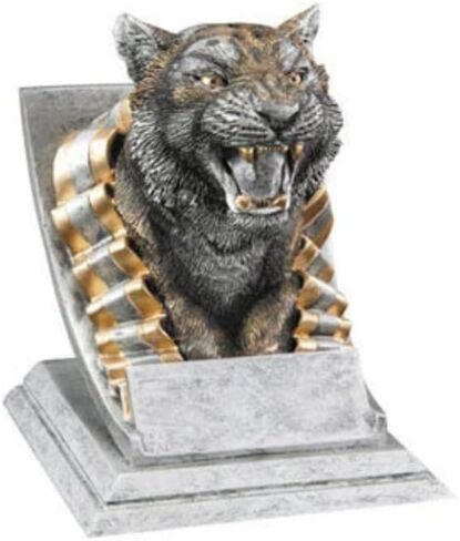 Tiger Trophy - Custom Engraved Mascot Award - Silver Gold Finish - Personalized School Spirit or Competition Award - Customize Now (4 Inch) in Saudi Arabia