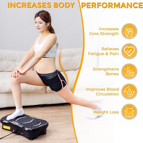 Vibration Plate Exercise Machine for Whole Body Workout, 330 LBs Lymphatic Drainage Machine for Weight Loss, 120 Adjustable Speed Vibration Platform w/Resistance Bands & Bulit-in-USB Speaker in Saudi Arabia
