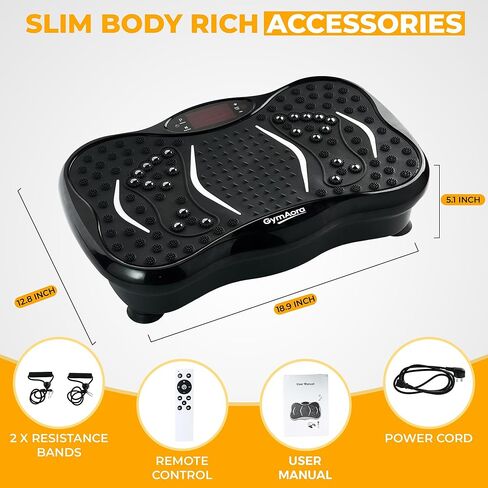 Vibration Plate Exercise Machine for Whole Body Workout, 330 LBs Lymphatic Drainage Machine for Weight Loss, 120 Adjustable Speed Vibration Platform w/Resistance Bands & Bulit-in-USB Speaker in Saudi Arabia