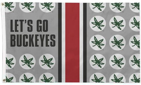 FANMATS Ohio State University Gray Home Flag | 3ft x 5ft | Let's Go Buckeyes Pattern in Saudi Arabia