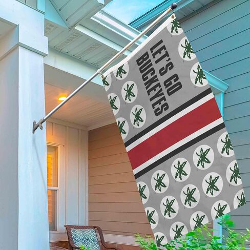 FANMATS Ohio State University Gray Home Flag | 3ft x 5ft | Let's Go Buckeyes Pattern in Saudi Arabia