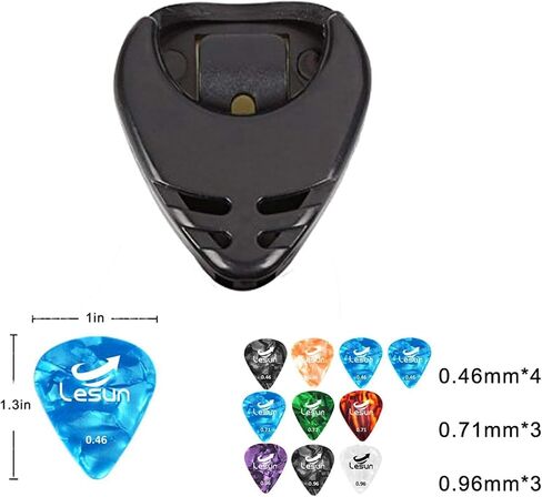Guitar Picks & Guitar Pick Holder Easy to Paste on the Guitar Suitable for Acoustic Guitar Electric Guitar Bass Ukulele - Stick-on Holder + 10 Guitar Picks(Black Holder) in Saudi Arabia