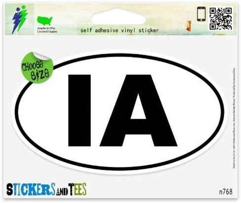 Iowa IA White State Oval Vinyl Car Bumper Window Sticker 3" x 2" in Saudi Arabia