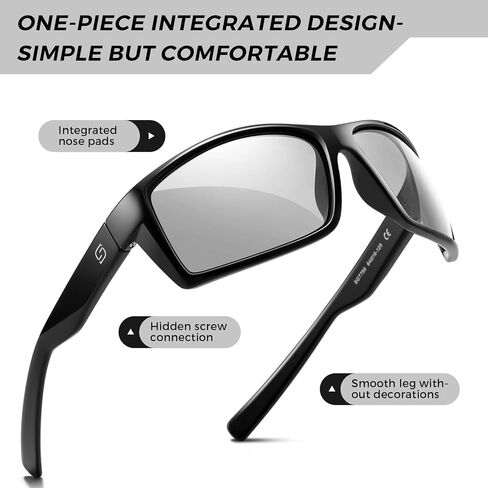 SUNGAIT Rectangle One-piece Sports Sunglasses for Men Lightweight Wraparound Style for Fishing Running Driving in Saudi Arabia