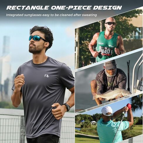 SUNGAIT Rectangle One-piece Sports Sunglasses for Men Lightweight Wraparound Style for Fishing Running Driving in Saudi Arabia