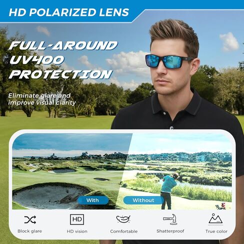 SUNGAIT Rectangle One-piece Sports Sunglasses for Men Lightweight Wraparound Style for Fishing Running Driving in Saudi Arabia