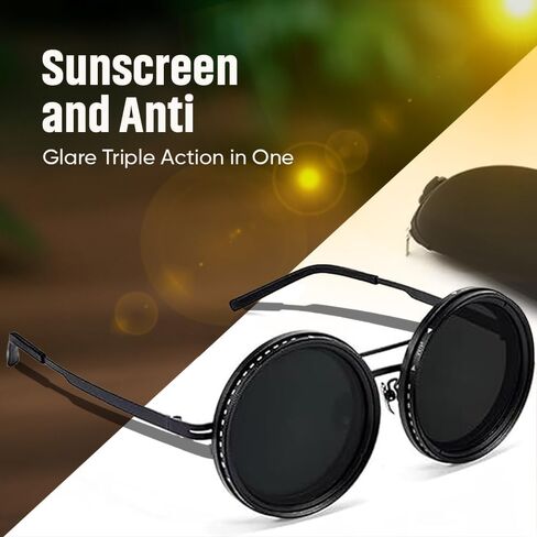 TechTwist adjustable sunglasses with nd9 adjustable tint sunglasses filter adjustable polarized glasses, Adjustable Sunglasses for men, 1-9 Gears adjustable glasses - Eyewear with Adjustable Lens in Saudi Arabia