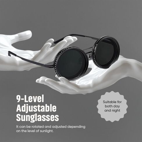 TechTwist adjustable sunglasses with nd9 adjustable tint sunglasses filter adjustable polarized glasses, Adjustable Sunglasses for men, 1-9 Gears adjustable glasses - Eyewear with Adjustable Lens in Saudi Arabia