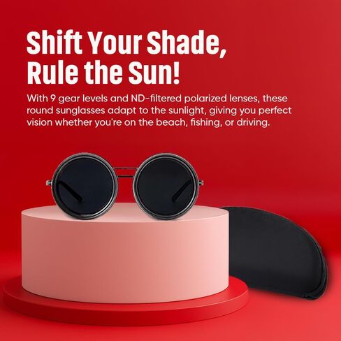 TechTwist adjustable sunglasses with nd9 adjustable tint sunglasses filter adjustable polarized glasses, Adjustable Sunglasses for men, 1-9 Gears adjustable glasses - Eyewear with Adjustable Lens in Saudi Arabia