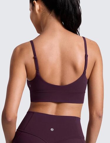 حمالات صدر رياضية طويلة من CRZ YOGA Butterlift برقبة واسعة للنساء - حزام سباغيتي قابل للتعديل للتمرينات الرياضية، قميص كامي مبطن in Saudi Arabia