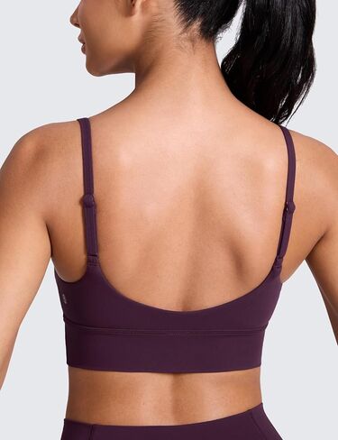 حمالات صدر رياضية طويلة من CRZ YOGA Butterlift برقبة واسعة للنساء - حزام سباغيتي قابل للتعديل للتمرينات الرياضية، قميص كامي مبطن in Saudi Arabia