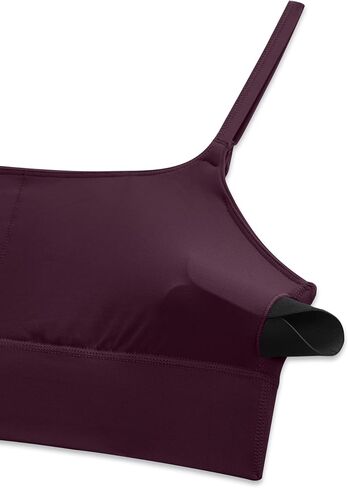 حمالات صدر رياضية طويلة من CRZ YOGA Butterlift برقبة واسعة للنساء - حزام سباغيتي قابل للتعديل للتمرينات الرياضية، قميص كامي مبطن in Saudi Arabia