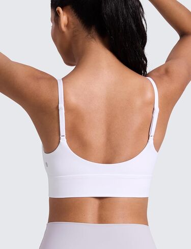 حمالات صدر رياضية طويلة من CRZ YOGA Butterlift برقبة واسعة للنساء - حزام سباغيتي قابل للتعديل للتمرينات الرياضية، قميص كامي مبطن in Saudi Arabia