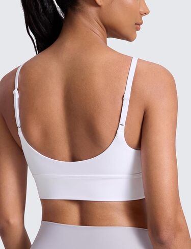 حمالات صدر رياضية طويلة من CRZ YOGA Butterlift برقبة واسعة للنساء - حزام سباغيتي قابل للتعديل للتمرينات الرياضية، قميص كامي مبطن in Saudi Arabia