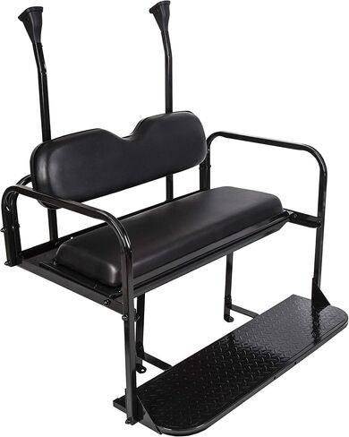 KUAFU Golf Cart Flip Folding Back Seat Kit Rear Black Seat Compatible with 2004 and Up Club Car Precedent/Tempo/Onward Gas or Electric Models w/Roof Support -You Will Receive Two Packages in Saudi Arabia