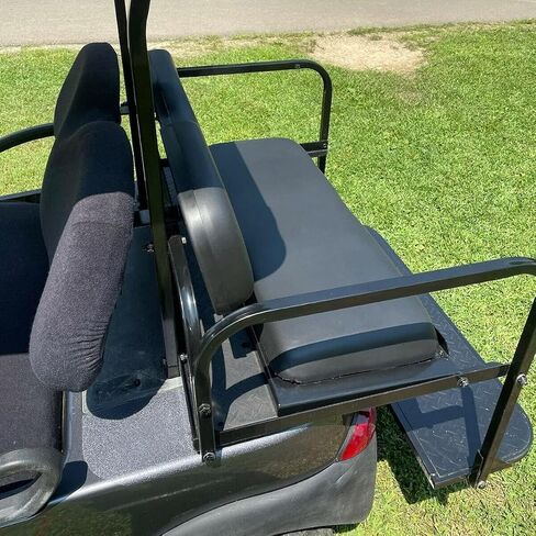 KUAFU Golf Cart Flip Folding Back Seat Kit Rear Black Seat Compatible with 2004 and Up Club Car Precedent/Tempo/Onward Gas or Electric Models w/Roof Support -You Will Receive Two Packages in Saudi Arabia