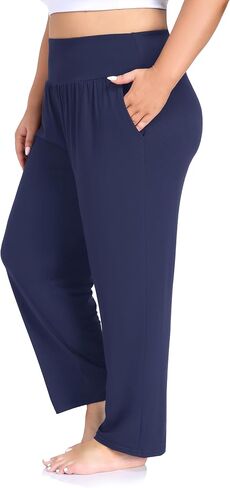 ZERDOCEAN Women's Plus Size High Waist Yoga Pants Casual Comfy Relaxed Loose Lounge Pants with Pockets in Saudi Arabia