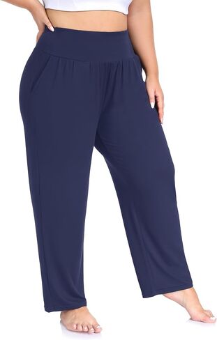 ZERDOCEAN Women's Plus Size High Waist Yoga Pants Casual Comfy Relaxed Loose Lounge Pants with Pockets in Saudi Arabia