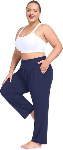 ZERDOCEAN Women's Plus Size High Waist Yoga Pants Casual Comfy Relaxed Loose Lounge Pants with Pockets in Saudi Arabia