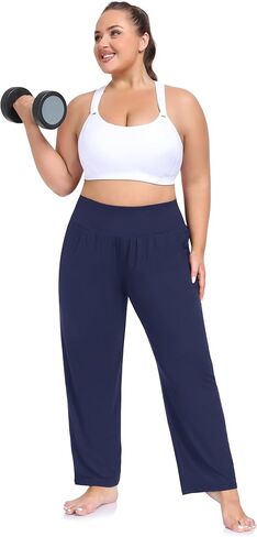 ZERDOCEAN Women's Plus Size High Waist Yoga Pants Casual Comfy Relaxed Loose Lounge Pants with Pockets in Saudi Arabia