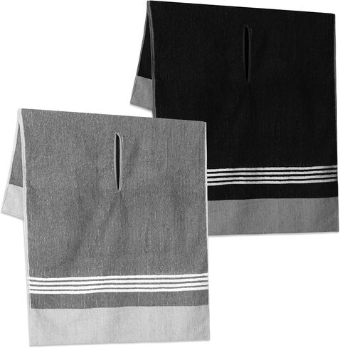 2 Pcs Caddy Golf Towel Extra Large 22''x 44'' Cotton Camping Sport Golf Towel, Absorbent, Center Cut Cart Accessory for Man Golfers(Grey, Black) in Saudi Arabia