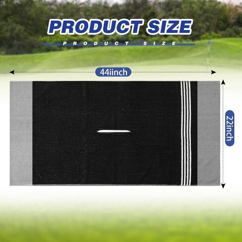 2 Pcs Caddy Golf Towel Extra Large 22''x 44'' Cotton Camping Sport Golf Towel, Absorbent, Center Cut Cart Accessory for Man Golfers(Grey, Black) in Saudi Arabia