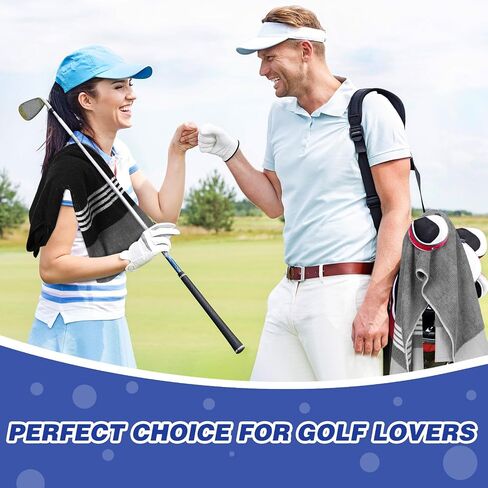 2 Pcs Caddy Golf Towel Extra Large 22''x 44'' Cotton Camping Sport Golf Towel, Absorbent, Center Cut Cart Accessory for Man Golfers(Grey, Black) in Saudi Arabia