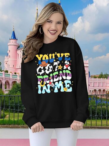NANYUAYA You've Got A Friend in Me Sweatshirt for Women Funny Letter Print Shirt Cute Toy Vacation Long Sleeve Graphic Tops in Kuwait
