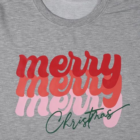 EGELEXY Merry Christmas Sweatshirt for Women Merry Letter Print Graphic Shirts Lightweight Christmas Crewneck Pullover in Saudi Arabia
