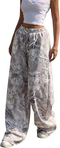 Verdusa Women's Plus Size Camo Baggy Pants Lightweight Athletic Wide Leg Sweatpants with Pockets in Saudi Arabia