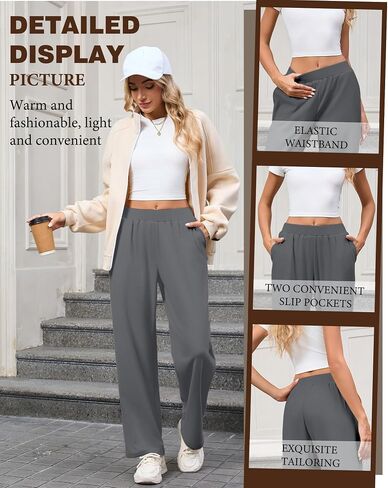 3 Pack Women's Fleece Lined Sweatpants, Wide Leg Baggy Pants Lounge Yoga Pants Loose Winter Joggers with Pockets in Saudi Arabia