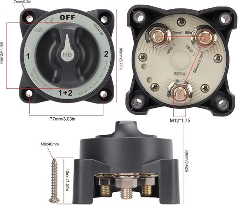 500A Battery Switch Marine Battery Disconnect Switch 4 Position Battery Selector Switch for RV Boat in Saudi Arabia