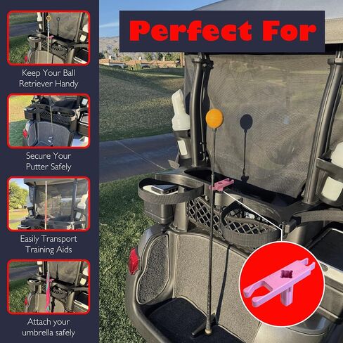 Golf Cart Accessories - Ball Retriever Holder - Putter Clip - Training Aid Storage - Umbrella Organizer - Equipment Mount - Made in USA (Pack of 1) in Saudi Arabia