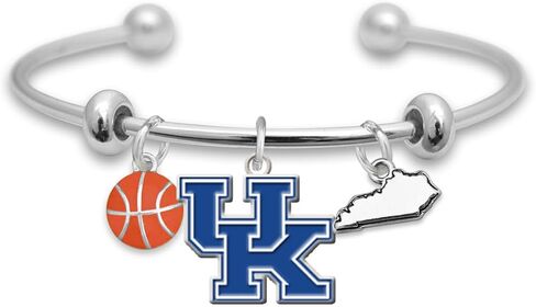 From the Heart Kentucky Silver Cuff Bracelet with Basketball and State Accent Charm Officially Licensed Jewelry Fan UK in Saudi Arabia