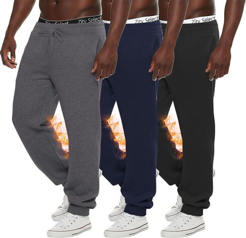 ZITY 3 Pack Men's Fleece Jogger Sweatpants with Pockets and Drawstring Athletic Active Workout Gym Sweat Pants Running Pants in Kuwait